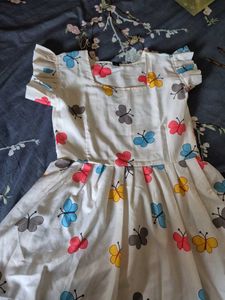 Butterfly Print Ruffle Sleeve Dress