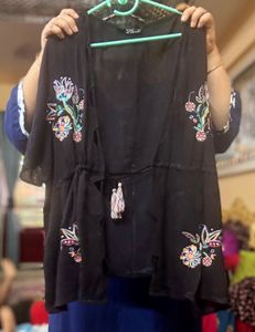 Embroidered Black Shrug