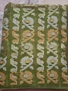 Green &amp; Gold cotton jamdani Saree