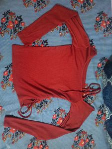 Maroon Off-Shoulder Top