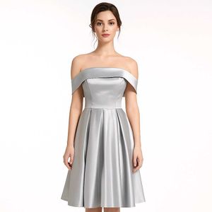 Elegant Silver Off-Shoulder Dress