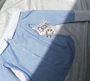 Striped Off-Shoulder Fitted Shirt 💙