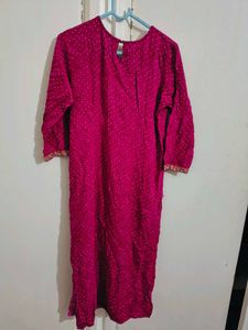 Pink Embroidered Kurti Set