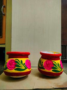 Hand-Painted Decorative Pots - Set of 2