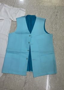 Sky Blue Vest With Kurta N Bottom