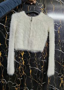 Off White Woolen Crop top