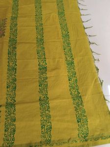 Olive Green Cotton saree