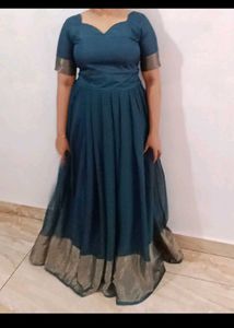 Elegant Peacock Colour Pattupavada Set New