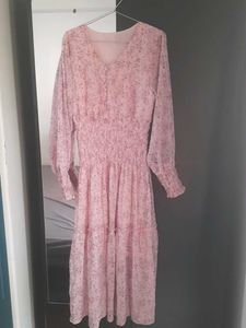 Pink Floral Chiffon Dress