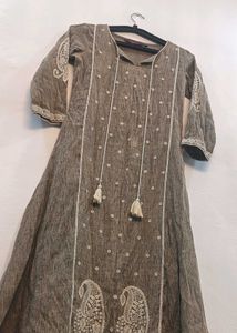 Brown Embroidered Kurti