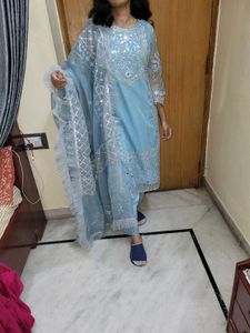 blue pakistani mirror work  Xl Kurta Set Women Wed