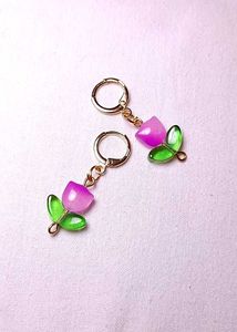 Pink Tulip Stone Earrings