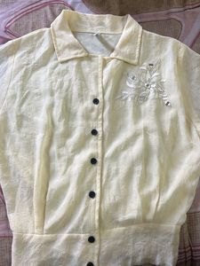 Vintage Embroidered Button-Up Top