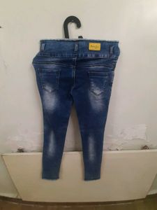 Blue Washed Patchwork Button Jeans