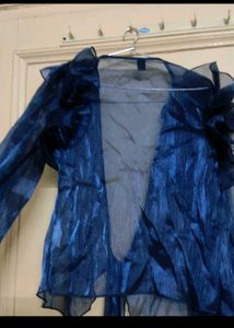 Blue Shein Wrap Top