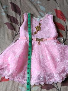 Baby Pink Chicken Work Frock