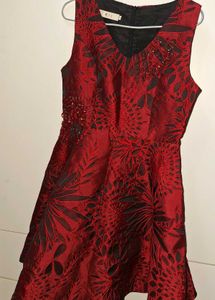 Red Floral Cutout Dress