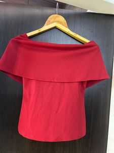 Wardrobe Westside Red Off Shoulder Chic Top