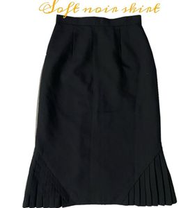 Black Pleated Midi Skirt