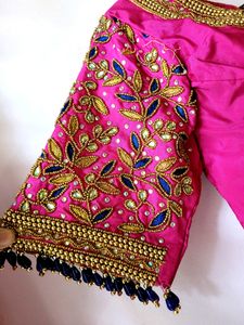 Pure Kanchi Pattu Silk  Saree With Maggam Blouse