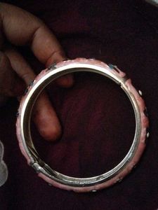 Pink Floral Bangle Bracelet