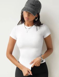Stylish White Ribbed T-Shirt for Women