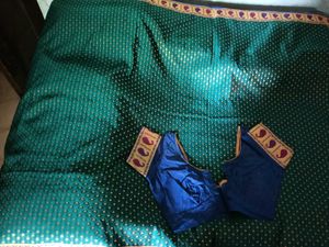 Embellished Blue Color Banarasi Silk Saree+Blouse