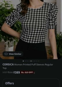 Houndstooth Puff Sleeve Top