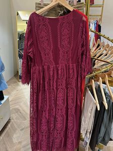 Plus Size Burgundy Lace Party Dress