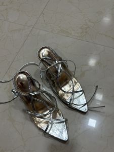 Pinterest silver lace Up heels