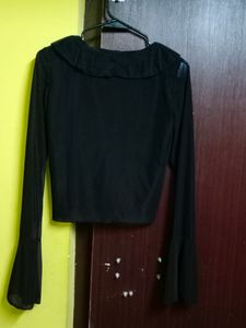 Y2K Flared Sleeve Semi Sheer Top