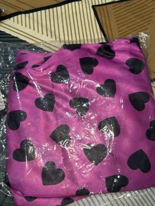 Heart Print Purple Pajama Set