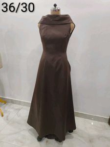 Chic Brown Cowl Neck Dress