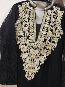Elegant Black &amp; Gold Embroidered Kurta