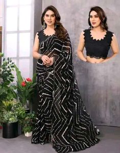 Elegant Black & White Saree