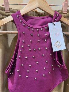 Purple Embellished Tank Top