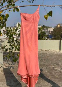Coral One-Shoulder Dress