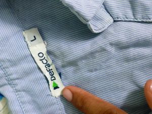 White Strip Blue Shirt