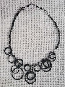 Grey Metallic Hoops Necklace