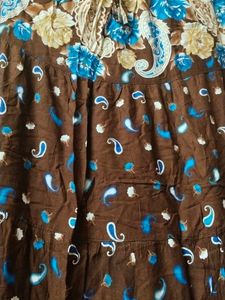 Coffee Brown Ankle Length Cotton Tiered Skirt