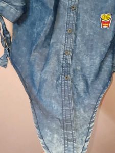 Denim shirt with patches