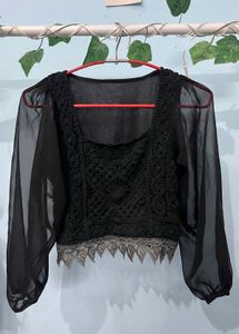 Sheer Sleeve Crochet Top