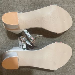 White Floral Heels