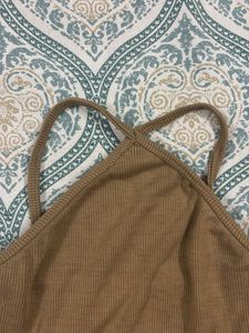 Trendy Beige Halter Neck Top