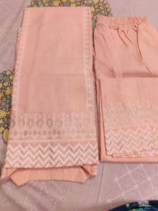 Peach Embroidered Kurta Set