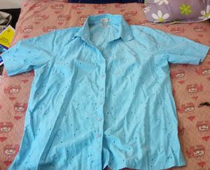 Cute Blue Button-Down Shirt