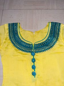 Yellow &amp; Teal Salwar Kameez