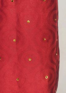 Solid Red Saree With Golden Stones On The Pallu
