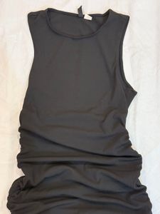 H&m Black Pull Up Ribbed Dress