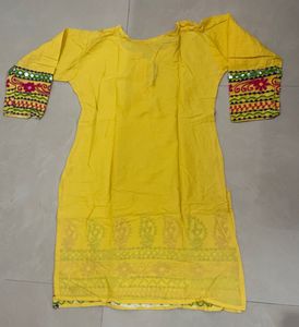 Yellow Embroidered Tunic Top